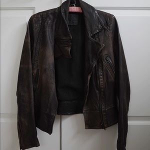 Allsaints Distressed Leather Jacket. Size US 4.